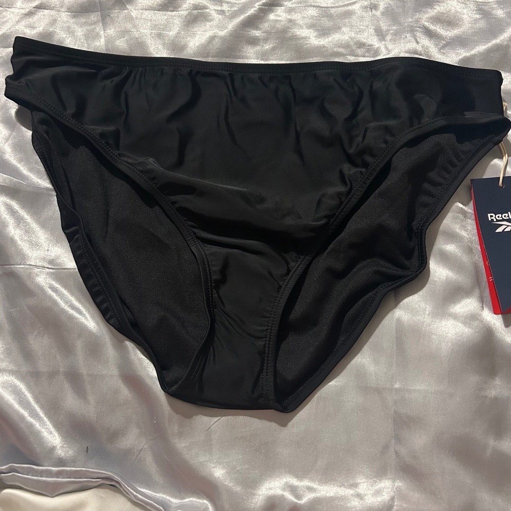 Reebok Womens Swim Bikini Bottom Black Solid Athletic Size 16 NWT